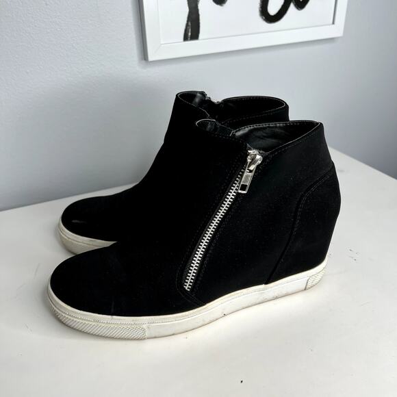Black Wedge Sneakers LAST CALL - Picture 1 of 8
